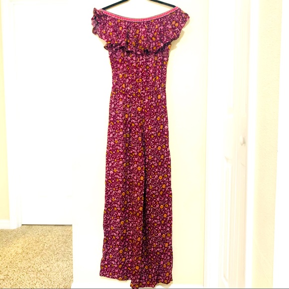Chelsea & Violet Off Shoulder Ruffle Floral Jumpsuit Women size S - Picture 2 of 11